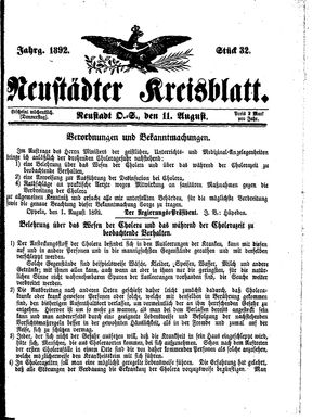 Neustädter Kreisblatt on Aug 11, 1892