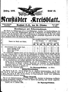Neustädter Kreisblatt on Oct 20, 1892