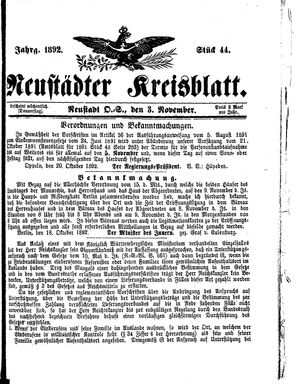 Neustädter Kreisblatt vom 03.11.1892