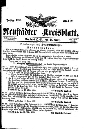 Neustädter Kreisblatt vom 23.03.1893