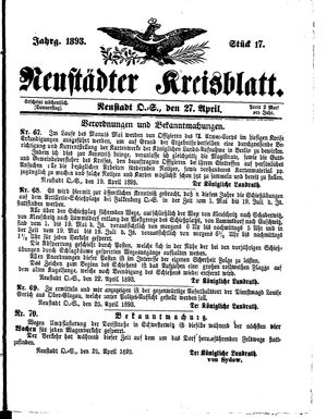Neustädter Kreisblatt vom 27.04.1893