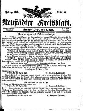 Neustädter Kreisblatt vom 04.05.1893