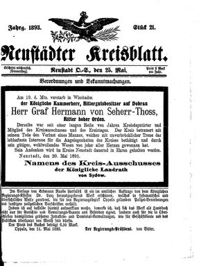 Neustädter Kreisblatt on May 25, 1893
