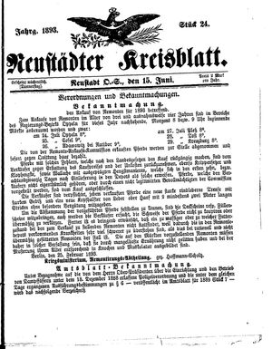 Neustädter Kreisblatt vom 15.06.1893