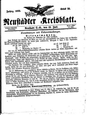 Neustädter Kreisblatt vom 13.07.1893