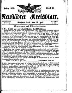 Neustädter Kreisblatt vom 27.07.1893