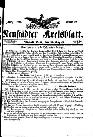 Neustädter Kreisblatt vom 10.08.1893