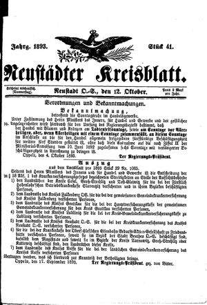 Neustädter Kreisblatt vom 12.10.1893