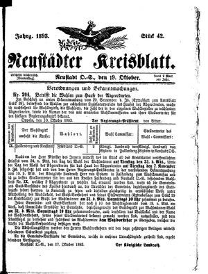 Neustädter Kreisblatt on Oct 19, 1893