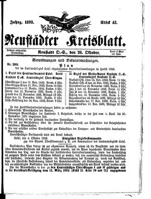 Neustädter Kreisblatt vom 26.10.1893