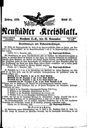 Neustädter Kreisblatt on Nov 23, 1893