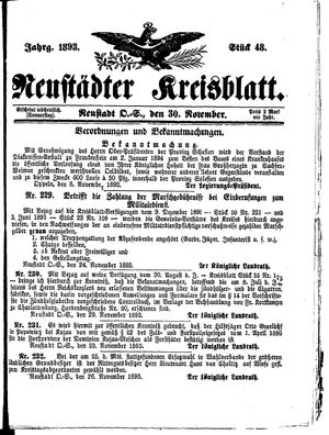 Neustädter Kreisblatt vom 30.11.1893