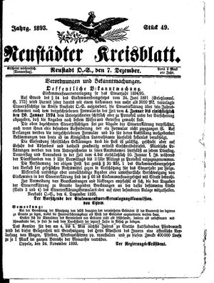 Neustädter Kreisblatt vom 07.12.1893