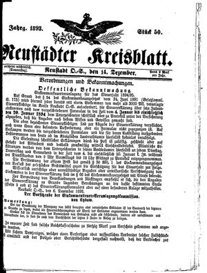 Neustädter Kreisblatt vom 14.12.1893