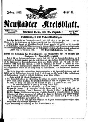 Neustädter Kreisblatt vom 28.12.1893