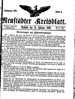 Neustädter Kreisblatt vom 25.02.1909