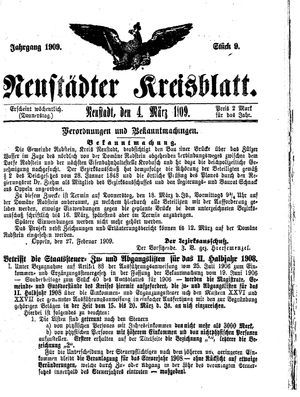 Neustädter Kreisblatt vom 04.03.1909
