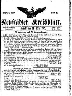 Neustädter Kreisblatt vom 11.03.1909