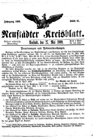 Neustädter Kreisblatt vom 27.05.1909