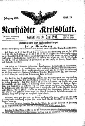 Neustädter Kreisblatt vom 10.06.1909