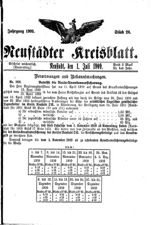 Neustädter Kreisblatt vom 01.07.1909