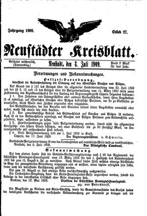 Neustädter Kreisblatt vom 08.07.1909