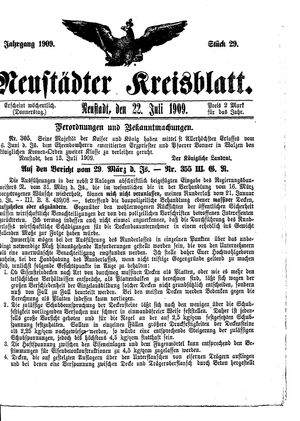 Neustädter Kreisblatt vom 22.07.1909