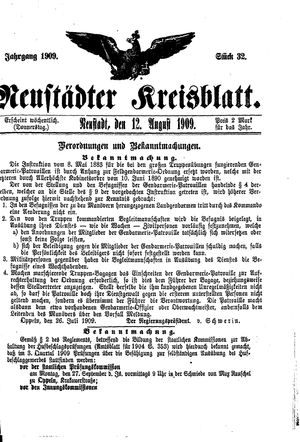 Neustädter Kreisblatt on Aug 12, 1909