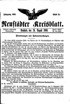 Neustädter Kreisblatt vom 26.08.1909