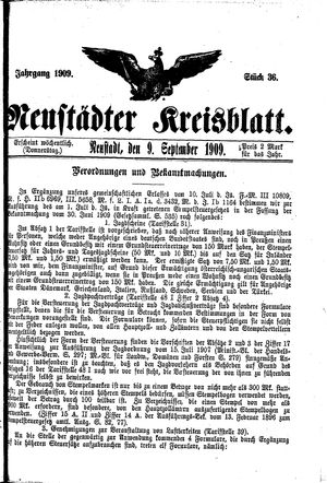 Neustädter Kreisblatt vom 09.09.1909