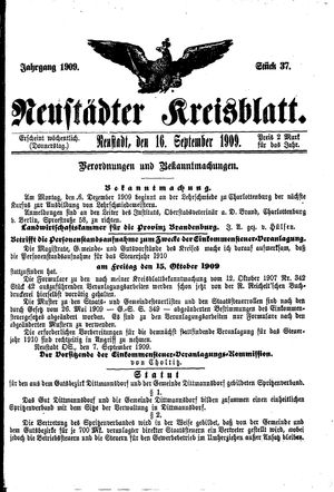Neustädter Kreisblatt vom 16.09.1909