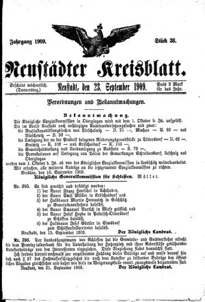 Neustädter Kreisblatt vom 23.09.1909