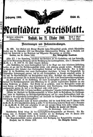 Neustädter Kreisblatt vom 21.10.1909