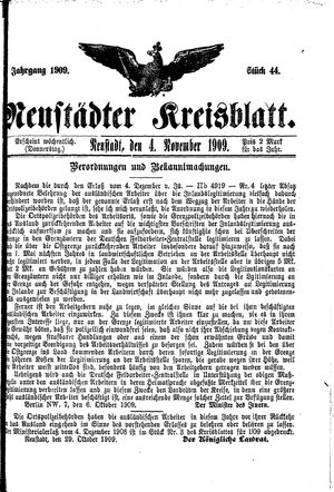 Neustädter Kreisblatt vom 04.11.1909