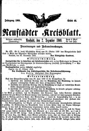 Neustädter Kreisblatt vom 02.12.1909