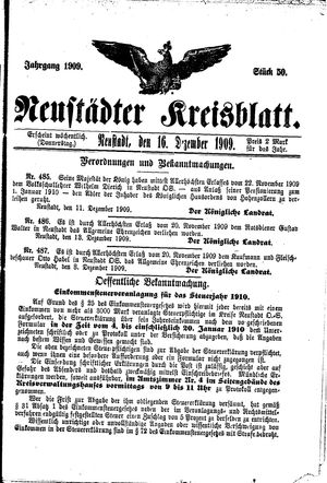 Neustädter Kreisblatt vom 16.12.1909