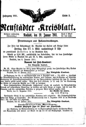 Neustädter Kreisblatt vom 19.01.1911