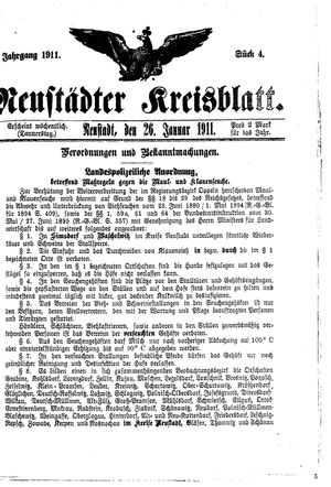 Neustädter Kreisblatt vom 26.01.1911