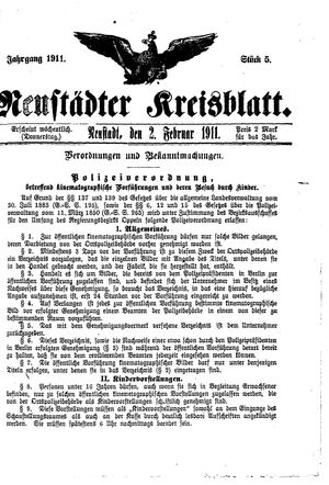 Neustädter Kreisblatt vom 02.02.1911