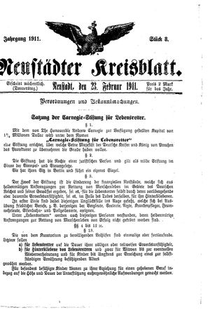 Neustädter Kreisblatt vom 23.02.1911
