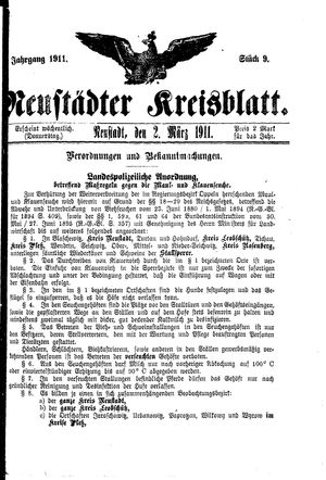 Neustädter Kreisblatt vom 02.03.1911