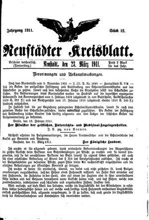 Neustädter Kreisblatt vom 23.03.1911