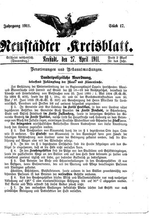 Neustädter Kreisblatt vom 27.04.1911