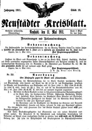 Neustädter Kreisblatt vom 11.05.1911
