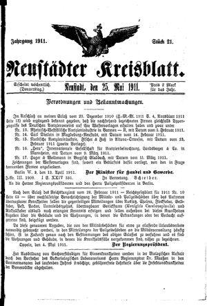 Neustädter Kreisblatt vom 25.05.1911