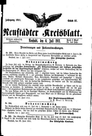 Neustädter Kreisblatt vom 06.07.1911