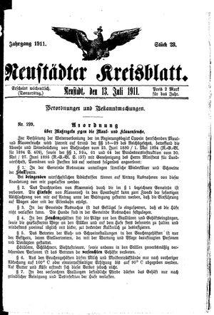 Neustädter Kreisblatt vom 13.07.1911