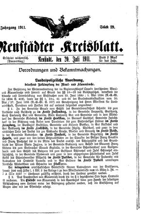 Neustädter Kreisblatt vom 20.07.1911