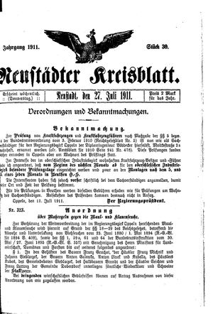 Neustädter Kreisblatt vom 27.07.1911
