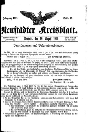 Neustädter Kreisblatt vom 10.08.1911